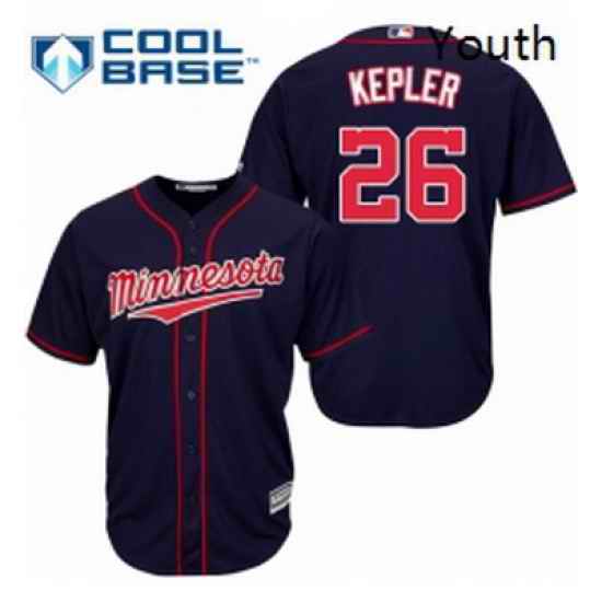 Youth Majestic Minnesota Twins 26 Max Kepler Authentic Navy Blue Alternate Road Cool Base MLB Jersey